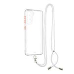 Transparent PC+TPU Phone Case with Contrast Color Button & Neck Lanyard For Samsung Galaxy S21 5G(Transparent)