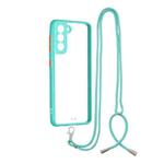 Transparent PC+TPU Phone Case with Contrast Color Button & Neck Lanyard For Samsung Galaxy S21 5G(Green)