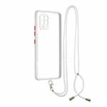 Transparent PC+TPU Phone Case with Contrast Color Button & Neck Lanyard For Samsung Galaxy A42 5G(White)
