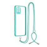 Transparent PC+TPU Phone Case with Contrast Color Button & Neck Lanyard For Samsung Galaxy A42 5G(Green)