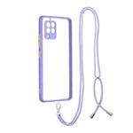 Transparent PC+TPU Phone Case with Contrast Color Button & Neck Lanyard For Samsung Galaxy A42 5G(Purple)