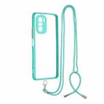 For Xiaomi Redmi K40 / K40 Pro Transparent PC+TPU Phone Case with Contrast Color Button & Neck Lanyard(Green)