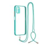 For Xiaomi Redmi  9 Power / Poco M3 Transparent PC+TPU Phone Case with Contrast Color Button & Neck Lanyard(Green)