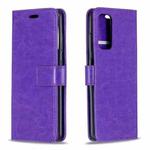 For Motorola Moto G100 Crazy Horse Texture Horizontal Flip Leather Case with Holder & Card Slots & Wallet & Photo Frame(Purple)