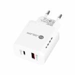 TE-PD01 PD 20W + QC3.0 USB Dual Ports Quick Charger with Indicator Light, EU Plug(White)