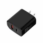 TE-PD01 PD 20W + QC3.0 USB Dual Ports Quick Charger with Indicator Light, US Plug(Black)