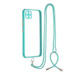 For OPPO Realme C11 Transparent PC+TPU Phone Case with Contrast Color Button & Neck Lanyard(Green)