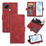For OPPO Realme C21 Dual-side Magnetic Buckle Horizontal Flip Leather Case with Holder & Card Slots & Wallet(Red)