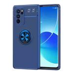 For OPPO Reno6 Pro Metal Ring Holder 360 Degree Rotating TPU Case(Blue+Blue)