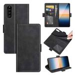 For Sony Xperia 10 III Dual-side Magnetic Buckle Horizontal Flip Leather Case with Holder & Card Slots & Wallet(Black)