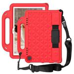 For Amazon Kindle Fire HD8 Plus 2020 Diamond Series EVA  Anti-Fall Shockproof Sleeve Protective Shell Case with Holder & Strap(Red)