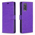 For Samsung Galaxy S21 FE Crazy Horse Texture Horizontal Flip Leather Case with Holder & Card Slots & Wallet & Photo Frame(Purple)