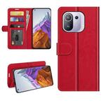 For Xiaomi Mi 11 Pro 5G / 4G R64 Texture Single Horizontal Flip Protective Case with Holder & Card Slots & Wallet& Photo Frame(Red)