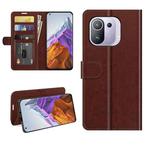 For Xiaomi Mi 11 Pro 5G / 4G R64 Texture Single Horizontal Flip Protective Case with Holder & Card Slots & Wallet& Photo Frame(Brown)