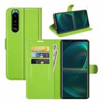 For Sony Xperia 5 III Litchi Texture Horizontal Flip Protective Case with Holder & Card Slots & Wallet(Green)