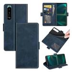For Sony Xperia 5 III Dual-side Magnetic Buckle Horizontal Flip Leather Case with Holder & Card Slots & Wallet(Dark Blue)