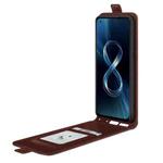 For Asus Zenfone 8 R64 Texture Single Vertical Flip Leather Protective Case with Card Slots & Photo Frame(Brown)
