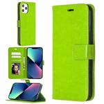 For iPhone 13 mini Crazy Horse Texture Horizontal Flip Leather Case with Holder & Card Slots & Wallet & Photo Frame (Green)