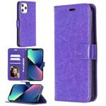 For iPhone 13 mini Crazy Horse Texture Horizontal Flip Leather Case with Holder & Card Slots & Wallet & Photo Frame (Purple)