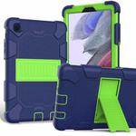 For Samsung Galaxy Tab A7 Lite T220 / T225 Two-Color Robot Shockproof Silicone + PC Protective Case with Holder(Navy Blue+Green)