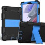 For Samsung Galaxy Tab A7 Lite T220 / T225 Two-Color Robot Shockproof Silicone + PC Protective Case with Holder(Black+Blue)