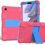 For Samsung Galaxy Tab A7 Lite T220 / T225 Two-Color Robot Shockproof Silicone + PC Protective Case with Holder(Hot Pink+Blue)
