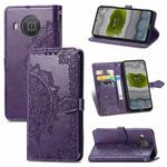 For Nokia X10 Mandala Flower Embossed Horizontal Flip Leather Case with Bracket / Card Slot / Wallet / Lanyard(Purple)