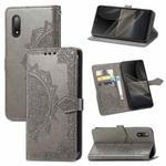 For Sony Xperia Ace II Mandala Flower Embossed Horizontal Flip Leather Case with Bracket / Card Slot / Wallet / Lanyard(Gray)