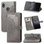 For TECNO Pop 3 Mandala Flower Embossed Horizontal Flip Leather Case with Bracket / Card Slot / Wallet / Lanyard(Gray)