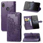 For TECNO Pop 3 Mandala Flower Embossed Horizontal Flip Leather Case with Bracket / Card Slot / Wallet / Lanyard(Purple)