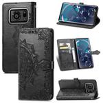 For Sharp R6 Mandala Flower Embossed Horizontal Flip Leather Case with Bracket / Card Slot / Wallet / Lanyard(Black)