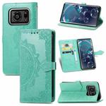 For Sharp R6 Mandala Flower Embossed Horizontal Flip Leather Case with Bracket / Card Slot / Wallet / Lanyard(Green)