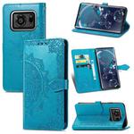 For Sharp R6 Mandala Flower Embossed Horizontal Flip Leather Case with Bracket / Card Slot / Wallet / Lanyard(Blue)