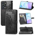 For ZTE 30 Ultra 5G Mandala Flower Embossed Horizontal Flip Leather Case with Bracket / Card Slot / Wallet / Lanyard(Black)