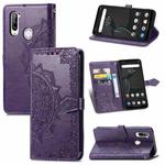 For ZTE Libero 5G Mandala Flower Embossed Horizontal Flip Leather Case with Bracket / Card Slot / Wallet / Lanyard(Purple)