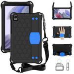 For Samsung Galaxy A7 Lite T220 / T225 Honeycomb Design EVA + PC Material Four Corner Anti Falling Flat Protective Shell with Strap(Black+Blue)