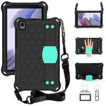 For Samsung Galaxy A7 Lite T220 / T225 Honeycomb Design EVA + PC Material Four Corner Anti Falling Flat Protective Shell with Strap(Black+Mint Green)