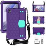 For Samsung Galaxy A7 Lite T220 / T225 Honeycomb Design EVA + PC Material Four Corner Anti Falling Flat Protective Shell with Strap(Purple+Mint Green)