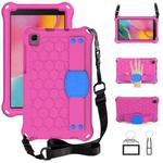 For Samsung Galaxy Tab A 8.0 2019 P200 / P205 Honeycomb Design EVA + PC Material Four Corner Anti Falling Flat Protective Shell with Strap(Rose Red+Blue)