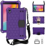 For Samsung Galaxy Tab A 8.0 2019 P200 / P205 Honeycomb Design EVA + PC Material Four Corner Anti Falling Flat Protective Shell with Strap(Purple+Black)