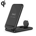 15W 3 in 1 Foldable Qi Fast Wireless Charger Station Phone Holder for iPhones & iWatchs & Airpods(Black)