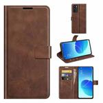 For OPPO Reno6 5G Retro Calf Pattern Buckle Horizontal Flip Leather Case with Holder & Card Slots & Wallet(Dark Brown)