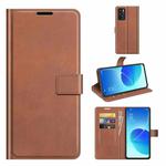 For OPPO Reno6 5G Retro Calf Pattern Buckle Horizontal Flip Leather Case with Holder & Card Slots & Wallet(Light Brown)