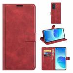 For OPPO Reno6 Pro 5G Retro Calf Pattern Buckle Horizontal Flip Leather Case with Holder & Card Slots & Wallet(Red)