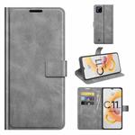 For OPPO Realme C11 2021 Retro Calf Pattern Buckle Horizontal Flip Leather Case with Holder & Card Slots & Wallet(Grey)