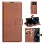 For Sharp Aquos R6 Retro Calf Pattern Buckle Horizontal Flip Leather Case with Holder & Card Slots & Wallet(Light Brown)