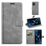 For ASUS Zenfone 8 ZS590KS Retro Calf Pattern Buckle Horizontal Flip Leather Case with Holder & Card Slots & Wallet(Grey)
