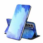 For Samsung Galaxy S21+ 5G Voltage Watercolor Pattern Skin Feel Magnetic Horizontal Flip PU Leather Case with Holder(Blue)