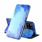 For Samsung Galaxy A42 5G Voltage Watercolor Pattern Skin Feel Magnetic Horizontal Flip PU Leather Case with Holder(Blue)