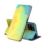 For Samsung Galaxy A42 5G Voltage Watercolor Pattern Skin Feel Magnetic Horizontal Flip PU Leather Case with Holder(Yellow)